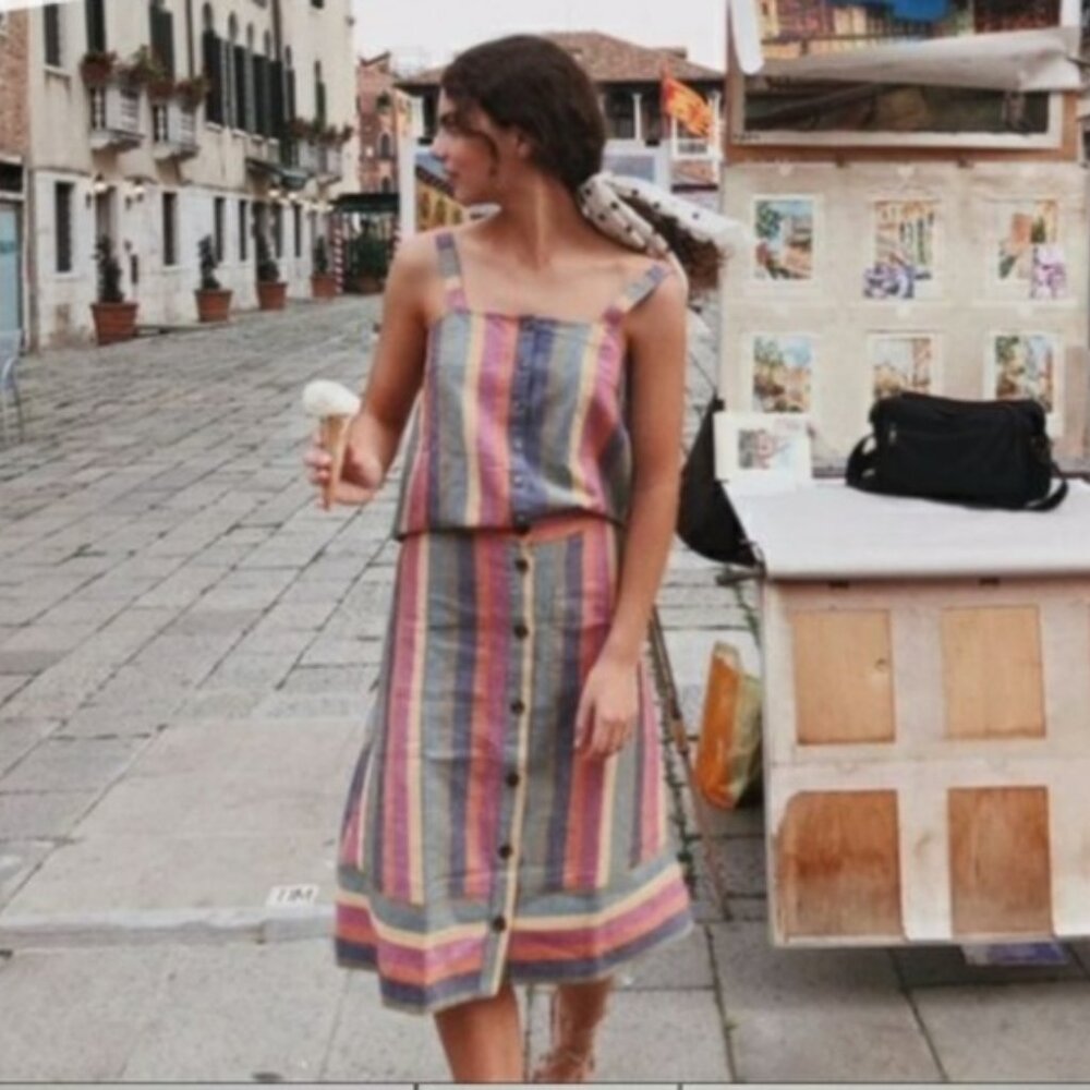 Madewell Top Rainbow Stripe Button Down